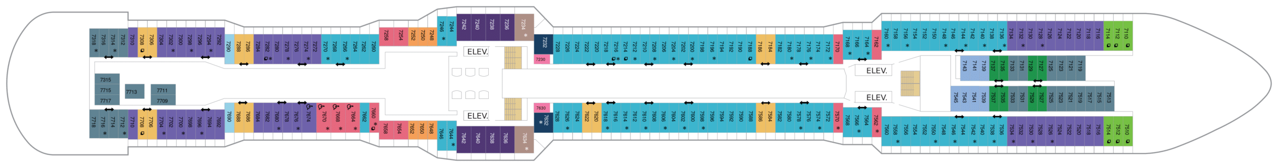 Cruise met Royal Caribbean's Anthem of the Seas. Bekijk het hele dekkenplan op Cruise2Travel. Boek nu!