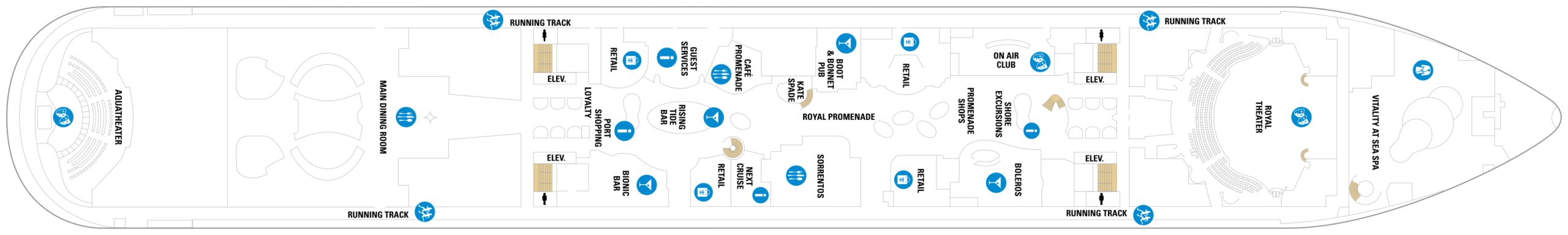 Cruise met Royal Caribbean's Harmony of the Seas. Bekijk het hele dekkenplan op Cruise2Travel. Boek nu!