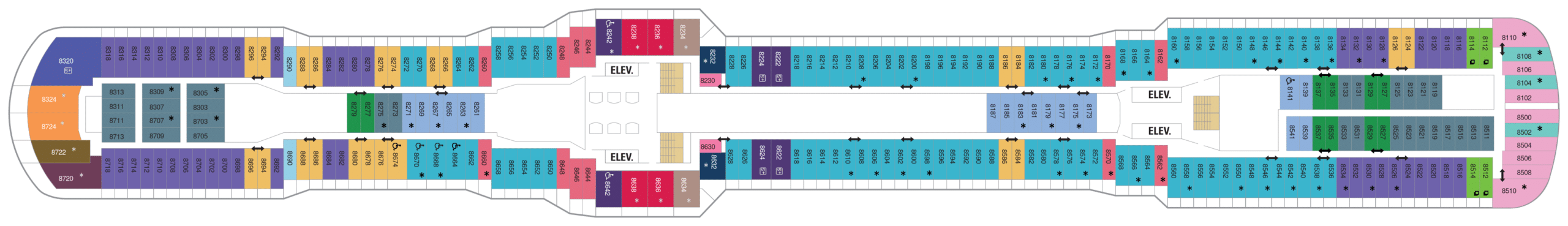 Cruise met Royal Caribbean's Quantum of the Seas. Bekijk het hele dekkenplan op Cruise2Travel. Boek nu!