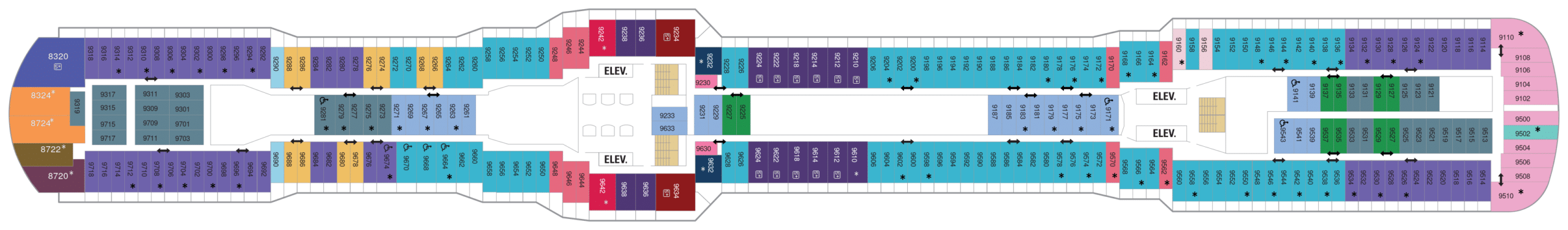 Cruise met Royal Caribbean's Quantum of the Seas. Bekijk het hele dekkenplan op Cruise2Travel. Boek nu!