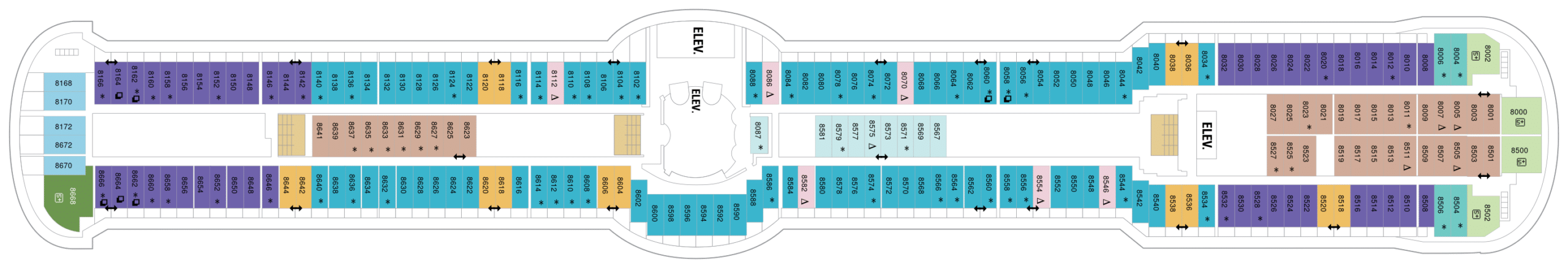 Cruise met Royal Caribbean's Serenade of the Seas. Bekijk het hele dekkenplan op Cruise2Travel. Boek nu!