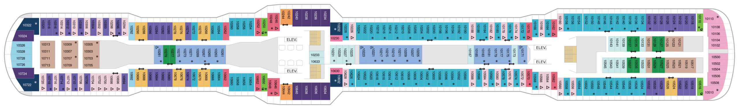 Cruise met Royal Caribbean's Spectrum of the Seas. Bekijk het hele dekkenplan op Cruise2Travel. Boek nu!