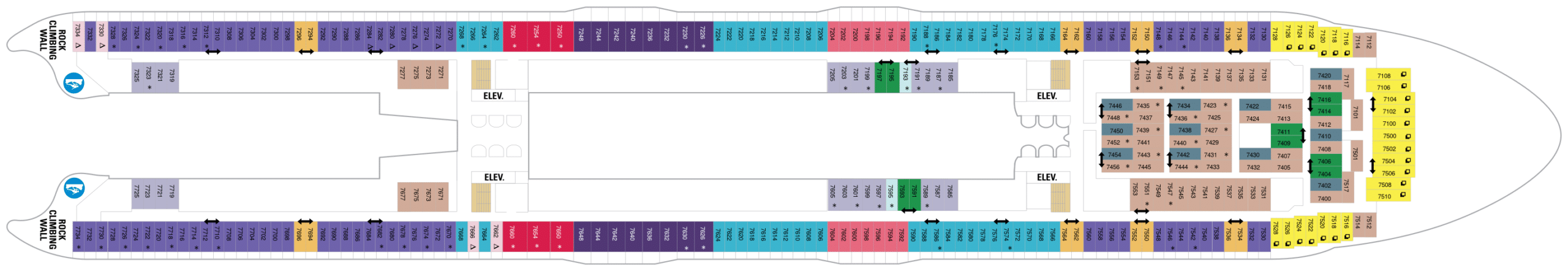 Cruise met Royal Caribbean's Symphony of the Seas. Bekijk het hele dekkenplan op Cruise2Travel. Boek nu!