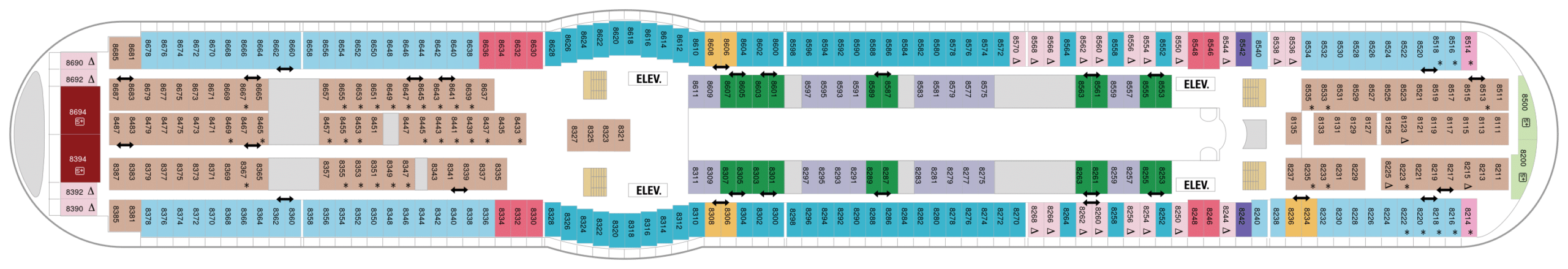 Cruise met Royal Caribbean's Voyager of the Seas. Ontdek het complete dekkenplan op Cruise2Travel. Boek nu!