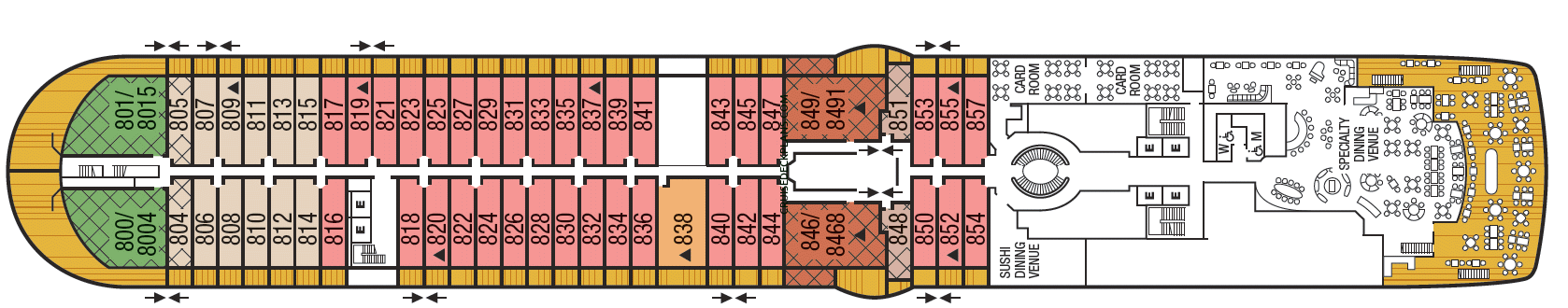 Cruise met Seabourn's Seabourn Encore. Bekijk hier het dekkenplan en bekijk het complete cruise aanbod op Cruise2Travel