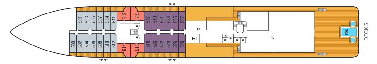 Cruise met Seabourn's Seabourn Venture. Bekijk hier het dekkenplan en bekijk het complete cruise aanbod op Cruise2Travel