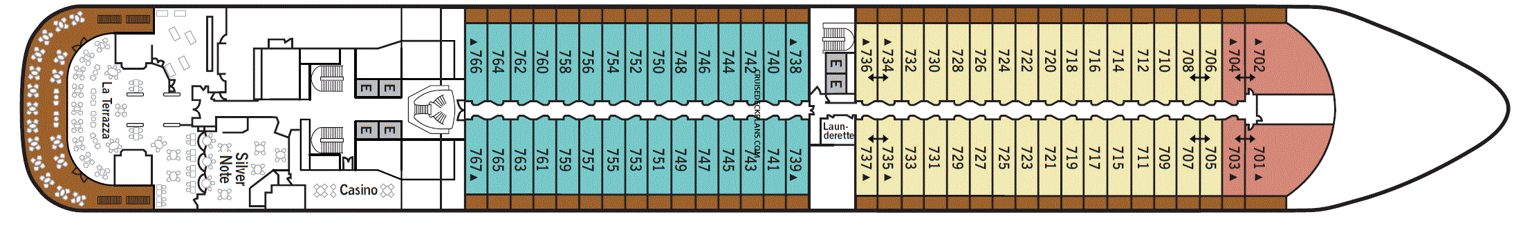 Cruise met Silversea Cruises' Silver Dawn. Bekijk hier het hele dekkenplan en boek uw volgende cruise bij Cruise2Travel.