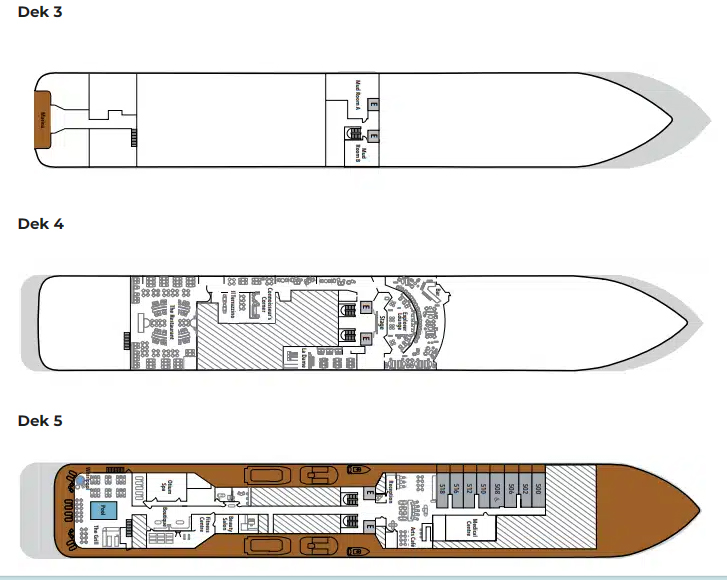 Cruise met Silversea Cruises' Silver Endeavor. Bekijk hier het hele dekkenplan en boek uw volgende cruise bij Cruise2Travel.